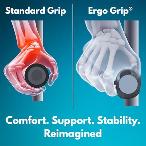 Ergo Grip® Ergonomic Crutch Hand Grips – Comfortable Replacement Handles for Standard Underarm Crutches – Padded, Non-Slip Design Reduces Wrist Pressure – No Assembly Required (Grey, 1 Pair)
