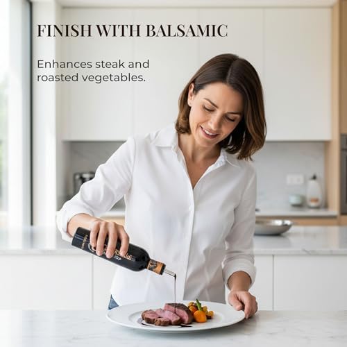 Casa Rinaldi Mosto Sacro Balsamic Vinegar of Modena PGI – Thick Italian Balsamic Vinegar for Salads, Caprese, Cheese, Meat, Vegetables & Finishing Dishes – Product of Italy (250ml)