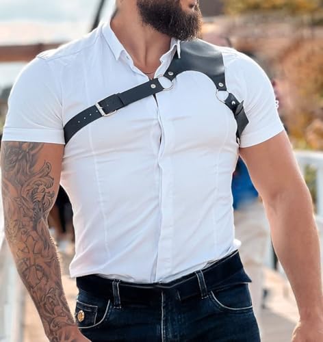Men's Leather Chest Harness Body Chain Adjustable Gothic Vest Shoulder Armors Strap Steampunk Belt Rave Clubwear Costume