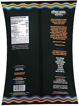 Pork King Good Old-Timey Butterscotch 3 oz Dessert Flavored Pork Rinds - (4Pack) Sweet and Salty, Gluten Free Snacks