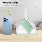 NACENA Handheld Dustpan and Broom Set – Mini Compact Brush Combo for Desktop, Sofa, Car & Kitchen Crumbs Small Cleaning Tool with Stiff Bristles, Green