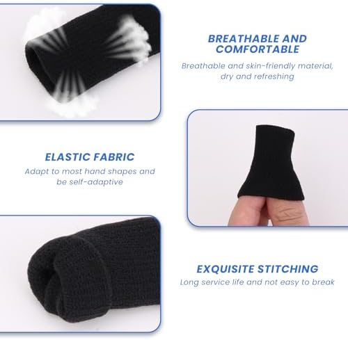 10 Pcs Finger Compression Sleeves, Thumb Sleeve and Digit Wrap with Joint Protection, Secure Support, Compression Sleeves plus Finger Protectors for Sports, Gaming, and Daily Use (Black)