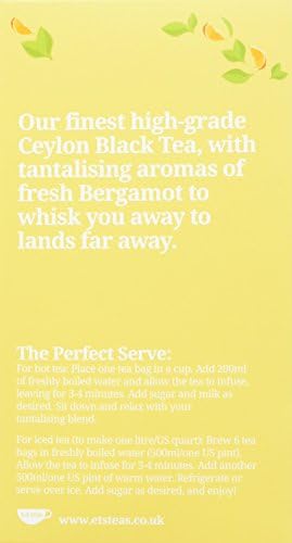 English Tea Shop Earl Grey 20 Sachet Tea Bags, 40 Gram (Pack of 6)