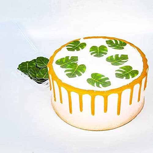 48pcs Edible Tropical Turtle Leaves Cupcake toppers, Palm Leaf Cake Topper, Edible Wafer Paper Leaf Cake Decoration for Hawaii Aloha Jungle Summer Theme Wedding Birthday Baby Shower Party