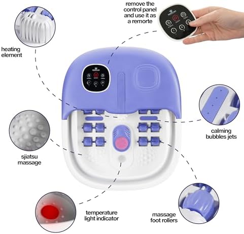 Medical king Foot Spa with Heat and Massage and Jets Includes A Remote Control A Pumice Stone Collapsible Foot Spa Massager with Heat and Massage Bubbles and Vibration
