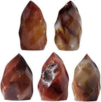 Amogeeli Natural Red Agate Flame Shaped Stone Energy Flame Towers Obelisk Crystal Quartz Reiki for Home Office Decoration, 0.44-0.66lb
