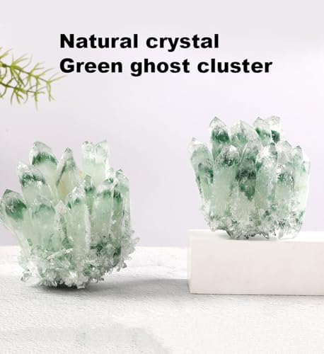 Green Phantom Quartz Crystal Cluster, Raw Stone Geode,Citrine Feng Shui Ornament for Garden Home Decor,500~600g