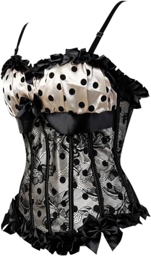 Women's Lace up Gothic Jacquard Shoulder Straps Tank Overbust Shaper Corset Bustiers Top