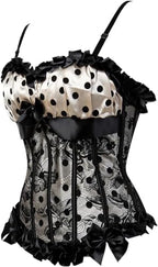 Women's Lace up Gothic Jacquard Shoulder Straps Tank Overbust Shaper Corset Bustiers Top