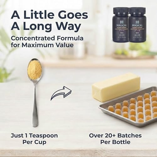 MAGICAL BUTTER Sunflower Lecithin Powder 2-Pack – Soy-Free, Non-GMO, Vegan & Kosher Emulsifier for Baking, Butter & Oil Stabilizer | 1.76 oz Each