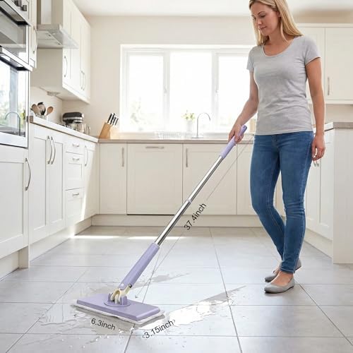 2026 Upgraded Snap Grip Mini Mop, Zero Touch 360° Head, Automatic Cloth Changing Mini Mop with Hands Free Push Pull Handle, Retractable Disposable Dust Mops for Multi Cleaning (37.4in + 10*Cloth)