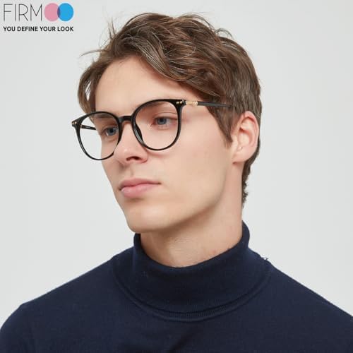 Firmoo Blue Light Blocking Glasses for Women/Men, Oversized Round Black Computer Glasses Bluelight Blocker Glasses Anti Glare Reduce Eye Strain
