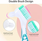 30pcs Denture Toothbrush Set, Hard and Soft Double Bristle Denture Brush, 4 Colors Optional Denture Care Cleaning Brush, Rubber Non-Slip Handle for Denture Brushes