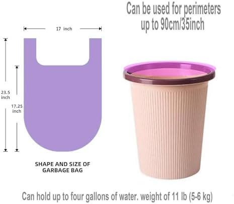4 GALLON Bathroom Trash Bags Purple, 100 Counts Small Garbage Bags for Office, Bathroom Wastebasket Waste Bin Black Portable Rubbish Bags (Purple 100pcs)