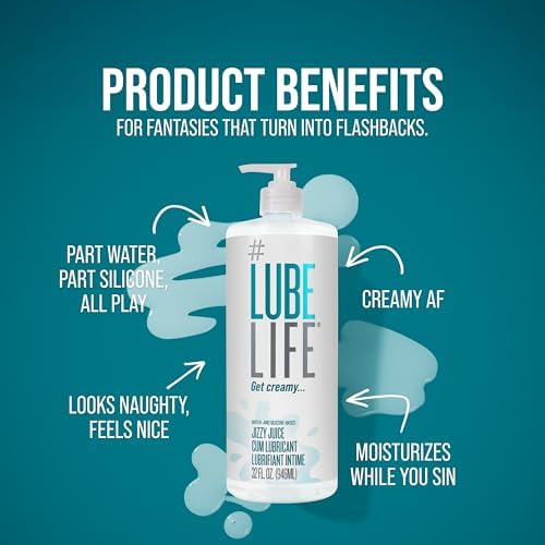 LubeLife Jizzy Juice Cum Lube Thick, Creamy Lube for Men, Women & Couples – Realistic Look & Feel, Hybrid Formula, Hypoallergenic Personal Lubricant, 32 Fl Oz