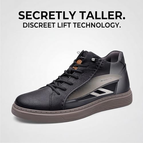 Elevator Shoes for Men, 2.36" Height Increasing High Top Sneakers with Hidden Insoles, Casual Dress Leather Shoes, Non-Slip Sole