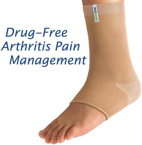 Actimove Arthritis Care Ankle Support with Heat-retaining Fabric – Drug-free Pain Management for Arthritis, Increases Blood Circulation – Left/Right Wear – Beige, Medium