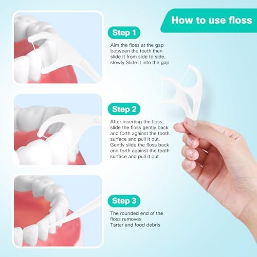 50 Count Individually Wrapped Dental Floss Picks-Oral Care Flossers for Adults- Floss Singles Bag- Travel Hotel Restaurant Office Car Dental Floss