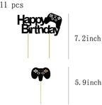 11 Pcs Video Game Happy Birthday Cake Toppers Cupcake Decorations Set Game Controllers Cake Decorations Picks for Man Or Kids Game Themed Birthday Party Supplies