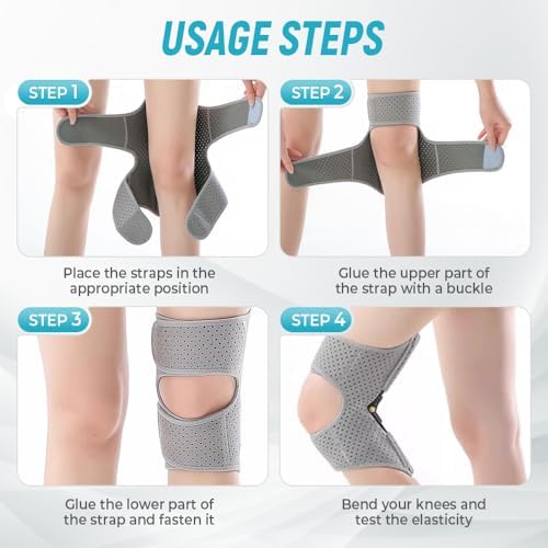 Knee Assistive Device, Knees Protection Booster Joint Support Spring Knee Stabilizer Pad, Knees Brace for Pain Relief Walk Support (Gray, Medium)