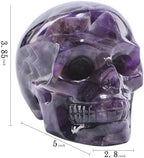 5''Natural Dreamy Amethyst Crystal Skull Head Hand Carved Reiki Healing Stone Statue Healing Home Office Art Room Decoration