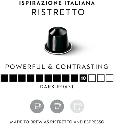 Nespresso Capsules Original Line, Ristretto Intenso, Dark Roast Coffee, 50 Count Coffee Pods