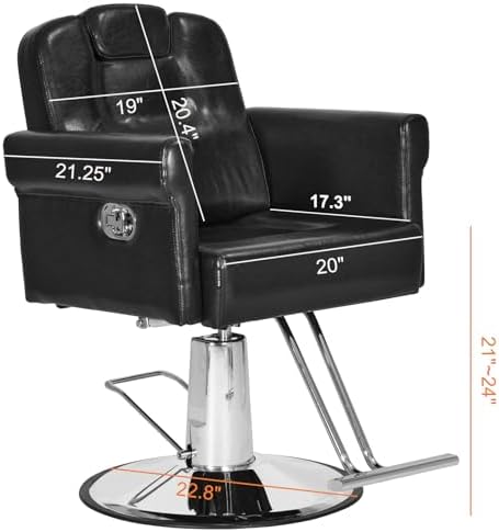 Comie Barber Chair Recliner Salon Chair Hair Spa Chair with Hydraulic Pump, Removable Headrest, Adjustable Height 360 Degrees Swivel for Hair Salon Equipment