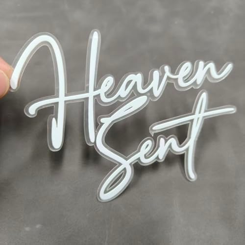 Acrylic Heaven Cake Topper, Welcome Baby Cake Decoration, Heaven Themed Baby Shower Cake Topper for Baptism Gender Reveal Party Decorations