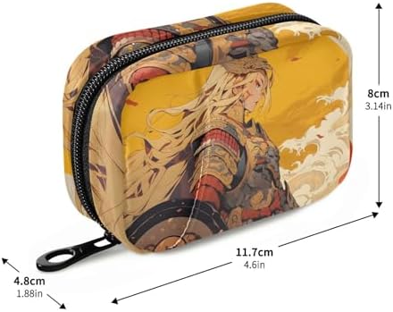 Pill Organizer Case Pouch Anime Warrior Print for Travel, Portable Pill Box 7 Days Capacity