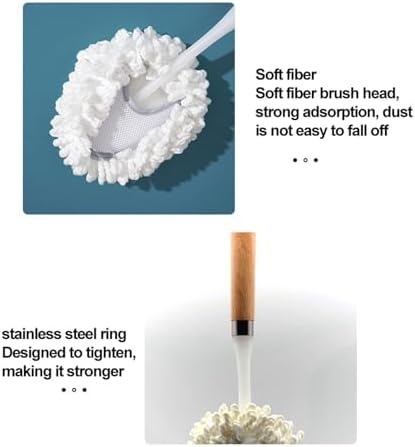 Microfiber Duster for Cleaning,Washable Reusable Wooden Handle Dusters for Cleaning Office, Car, Window, Furniture