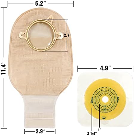 Carbou 21 PCS Ostomy Supplies Colostomy Bags Two Piece Drainable Pouches with Closure 12", Ileostomy Stoma Care,Cut-to-Fit(15pcs Bags+6pcs Barrier)