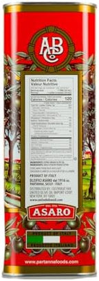 Partanna Robust Extra Virgin Olive Oil - Premium 100% Castelvetrano Oil - High Polyphenol - First Cold Pressed - Early Harvest in Sicily - Award Winning Italian EVOO -Monovarietal -101 fl oz (3 L) Tin