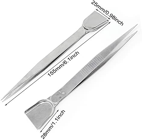 Honbay 2PCS Stainless Steel Handy Tweezer with Scoop Pointed Tips Beading Tweezers Tool Craft Jewelry Tweezers for Seed Beads Diamond Jewelry Making (6.1")