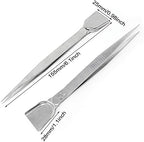 Honbay 2PCS Stainless Steel Handy Tweezer with Scoop Pointed Tips Beading Tweezers Tool Craft Jewelry Tweezers for Seed Beads Diamond Jewelry Making (6.1")