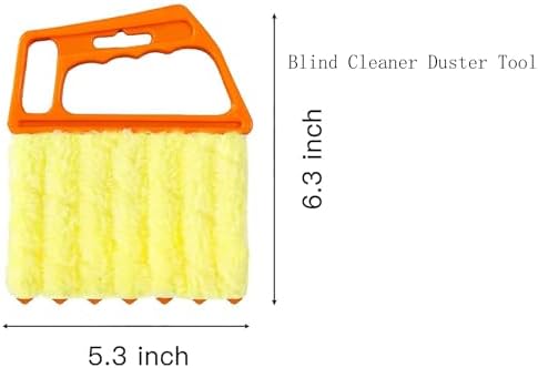 1-Pack Orange Blind Cleaner Duster Tool – 7 Finger Microfiber Dusting Brush for Window Blinds, Shutters, Vents & Baseboards – Reusable, Washable & Lint-Free Cleaning Tool for Home & Office
