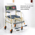 SolutionBased - - Lightweight Aluminum Folding Rolling Shower Chair for Elderly and Disabled - Rolling Commode Shower Wheelchair - Commode - Handicap Shower Chair with Wheels