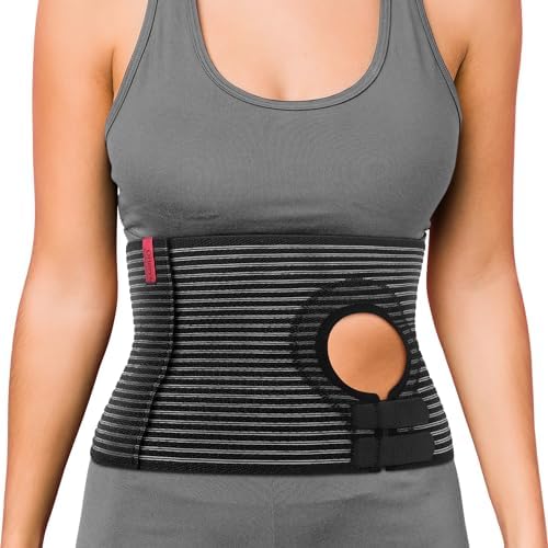 ORTONYX Abdominal Ostomy Belt for Women and Men, Post-Operative Care After Colostomy ileostomy Surgery, Adjastable Stoma Bag Hole/Black S-M