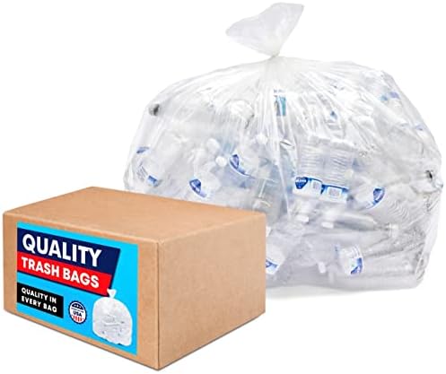 Tasker 95-100 Gallon Clear Trash Bags Heavy Duty | 25 Bags | Extra Large 96 Gallon Trash Bags Large Clear Can Liners, Large 90 Gal, 95 Gal, 96 Gal,100 Gallon Heavy Duty Trash Can Liners