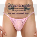 Men's Lace Sissy Thong Panties Sexy Low Rise T-back G-string Underwear Sheer Gay Lingerie Crossdresser