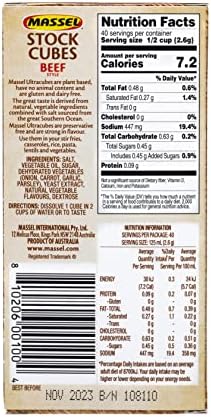 Massel Ultracube Stock Cubes Beef Style Broth -No MSG, Gluten-Free Bouillon - Bulk Pack (6 x 105g)
