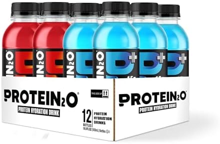Protein2o 15g Whey Protein Isolate Hydration Drink Plus Energy & Focus, 350mg of Electrolytes, Vitamins B5 & B6, Sugar Free, Energy Variety Pack, 16.9 oz Bottle (Pack of 12)