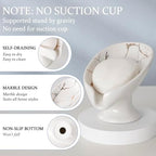 Soap Dish, Soap Holder Self Draining Leaf Shape Soap Dishes, Ceramic Drain Soap Dish for Sink Bathroom Shower Kitchen, Easy to Clean Keeps Soap Dry, Cream White & Gold Marble Pattern, ANTIS'S HOME