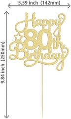 1 Pack Happy 80th Birthday Cake Topper Gold Glitter 80 & Fabulous Cheers to 80 Years Old Birthday Cake Pick for Celebrating 80th Birthday Anniversary Party Cake Decorations Supplies
