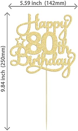 1 Pack Happy 80th Birthday Cake Topper Gold Glitter 80 & Fabulous Cheers to 80 Years Old Birthday Cake Pick for Celebrating 80th Birthday Anniversary Party Cake Decorations Supplies