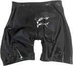 Men's Latex Shorts Boxers with Sheath Condom Lockable Zip Handmade