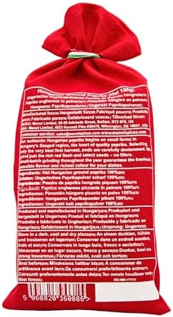Menol Spices Authentic Hungarian Hot Paprika Powder (Hot, 3.5oz / 100g) Very Spicy Gourmet Quality, Produced in region of Szeged, Hungary, Incredible Flavor, Freshly ground