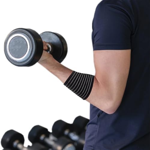 Elbow Compression Bandage for Pain Relief, Elbow Tendonitis Brace Wrap for Tennis, Golf, Badminton, Training, Forearm Brace Support, Arm Band (Black)