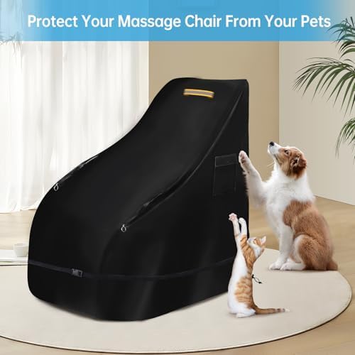 Massage Chair Cover Waterproof Outdoor，Heavy Duty 420D Massage Chair Full Body Covers with 13ft Fastening Windproof Buckle,Massage Chair Cover Protector with Drawstring，Reflective Handle & Storage Bag