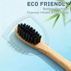 Bamboo Electric Toothbrush with 4 Charcoal Infused Bamboo Brush Heads, 5 Modes, Sonic Technology, 38,000 VPM, 80-Day Battery Life, IPX7 Waterproof, Smart Timer for Adults