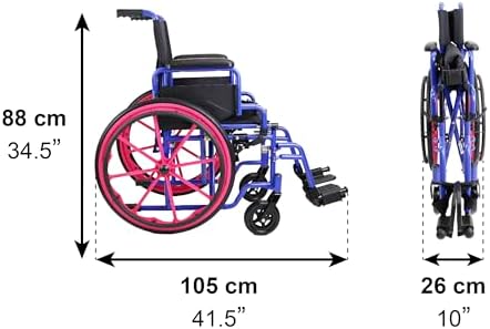 PEPE Mobility Kids Wheelchair Self Propelled, Pediatric for Children, Foldable, Travel or Transit, Pink